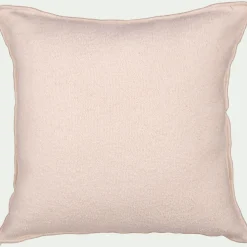 Coussin en polyester effet bouclette finition point bourdon 45x45cm - beige sable