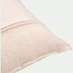 Coussin en polyester effet bouclette finition point bourdon 45x45cm - beige sable