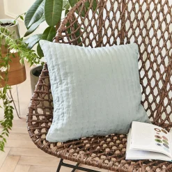 Coussin en tissu surpiqué 45x45cm - bleu calaluna