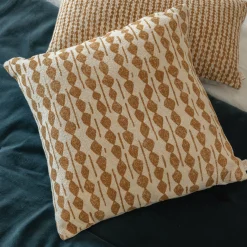 Coussin ethnique en coton 45x45cm - beige nèfle