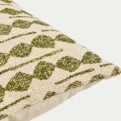 Coussin ethnique en coton - vert cèdre 45x45cm