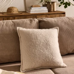 Coussin feutrine en tissu 45x45cm - blanc écru