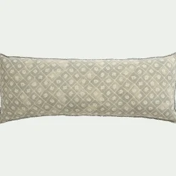 Coussin finition croquet en coton 30x80cm - vert