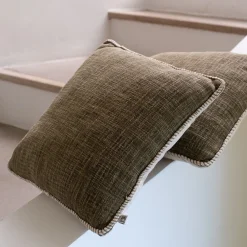 Coussin finition passepoil en coton 45x45cm - vert
