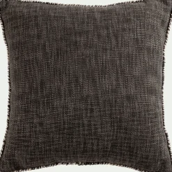 Coussin finition passepoil en coton 45x45cm - gris