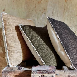 Coussin finition passepoil en coton 45x45cm - gris