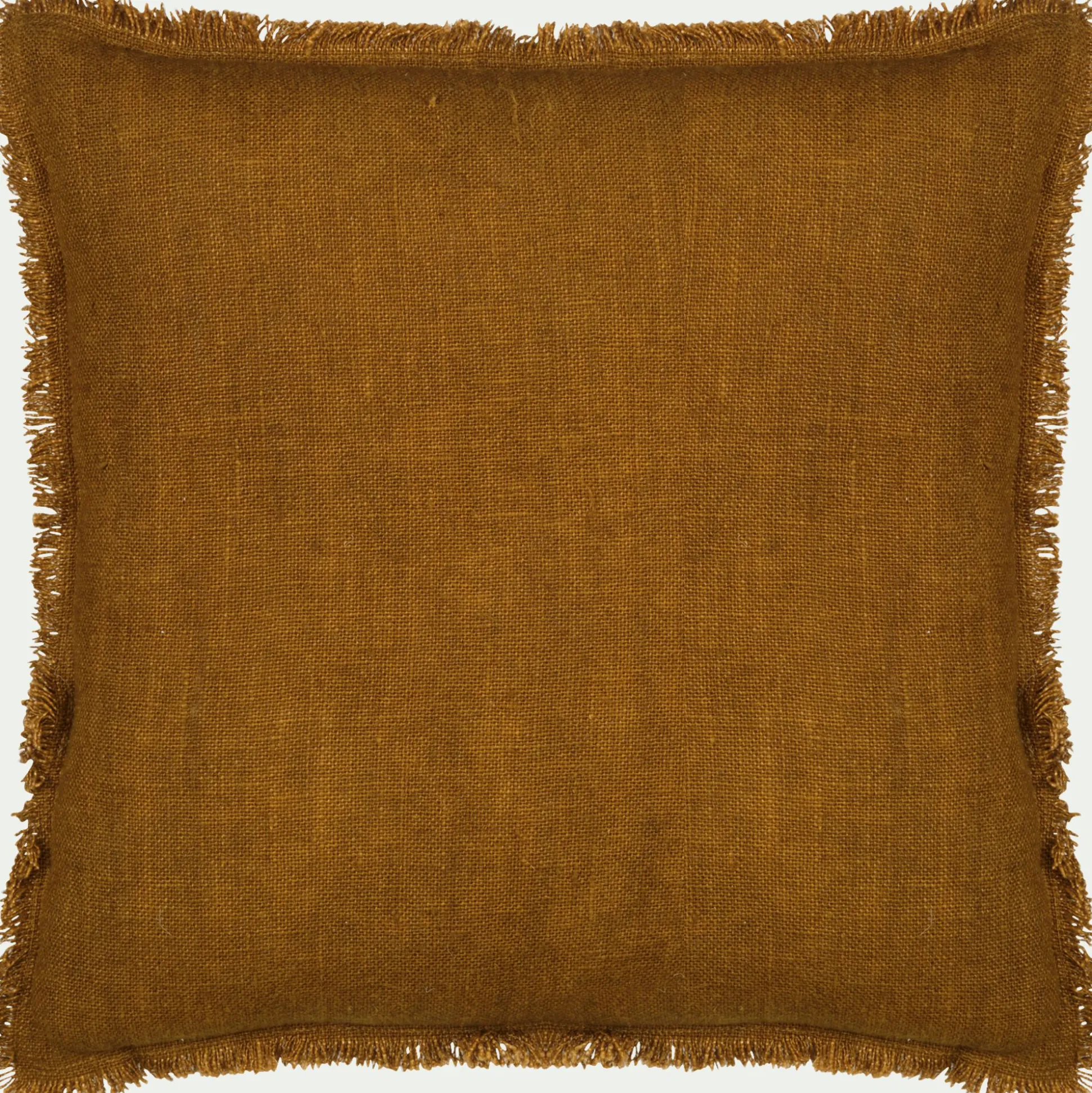 Coussin frangé en lin 45x45cm - brun alep