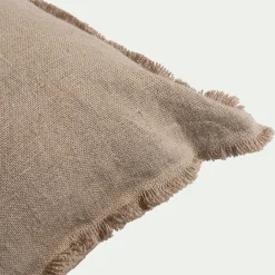 Coussin frangé en lin 50x70cm - naturel