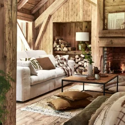 Coussin frangé en lin 50x70cm - brun alep