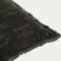 Coussin frangé en velours 30x50cm - vert cèdre