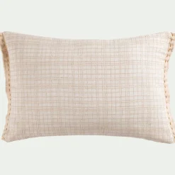 Coussin khanta en lin et coton 40x60cm - blanc