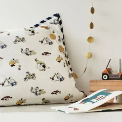 Coussin motif animalier en coton 45x45cm - blanc