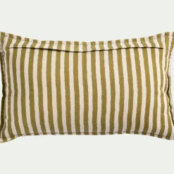 Coussin motif dépareillé en lin et coton 30x50cm - vert