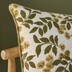 Coussin motif floral en coton 40x60cm - jaune