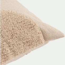 Coussin motifs laineux en coton 45x45cm - naturel