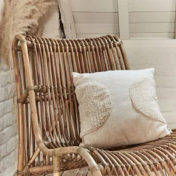 Coussin motifs laineux en coton 45x45cm - naturel