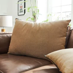 Coussin points bourdon en coton - brun alep 50x70cm