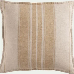 Coussin rayé en lin 45x45cm - jaune