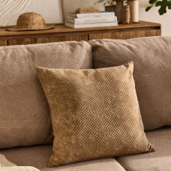 Coussin surpiqué en coton 45x45cm - brun noisette