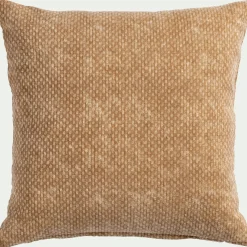 Coussin surpiqué en coton 45x45cm - brun noisette