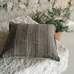 Coussin tissé teint en lin 65x65cm - noir