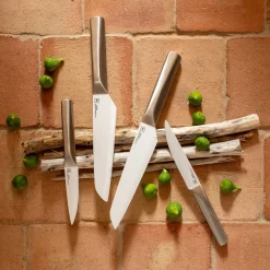 Couteau chef en céramique et manche en inox - gris métallisé