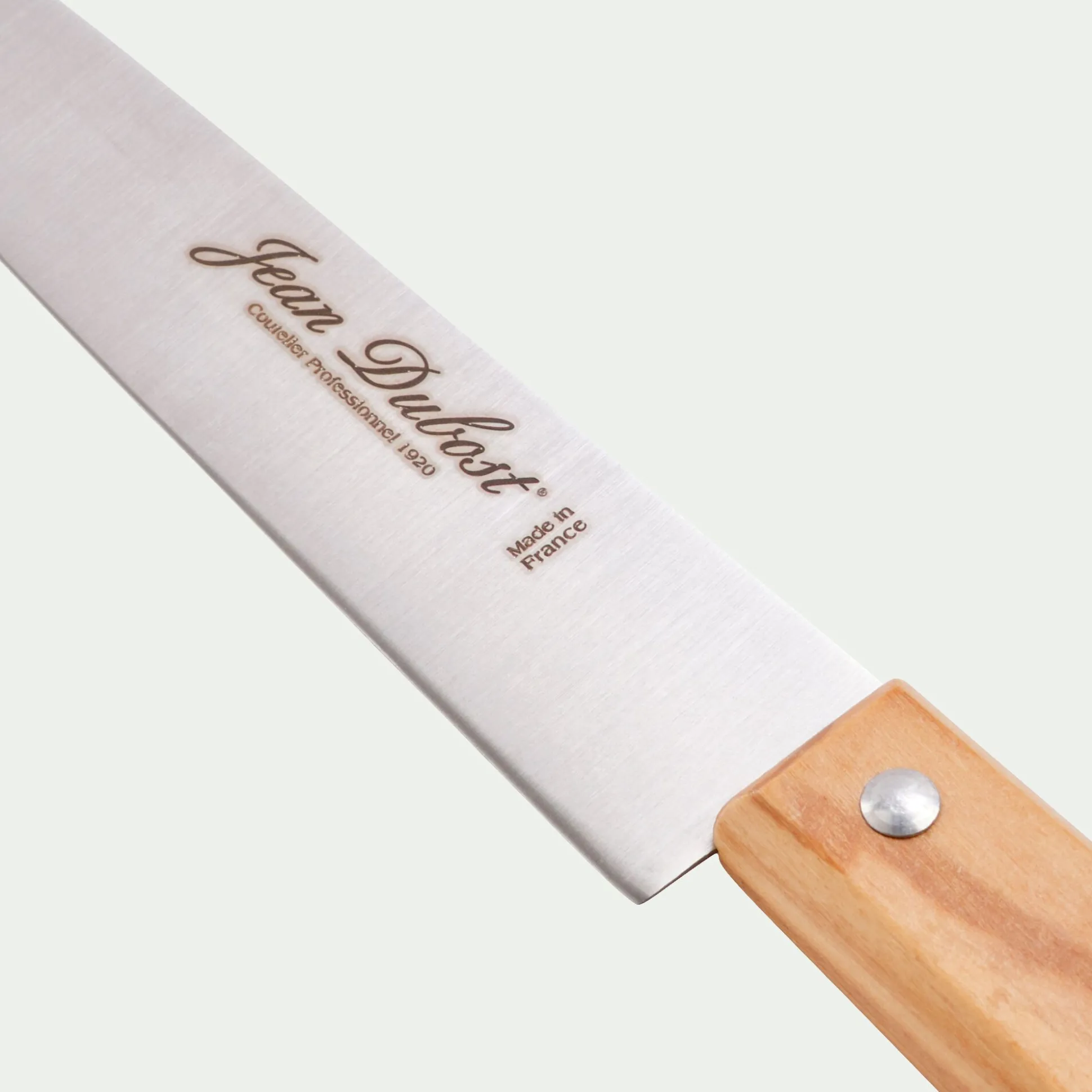 Couteau de cuisine en inox et bois d'olivier 28cm - naturel