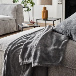 Couvre lit effet polaire- gris ardoise 180x220cm