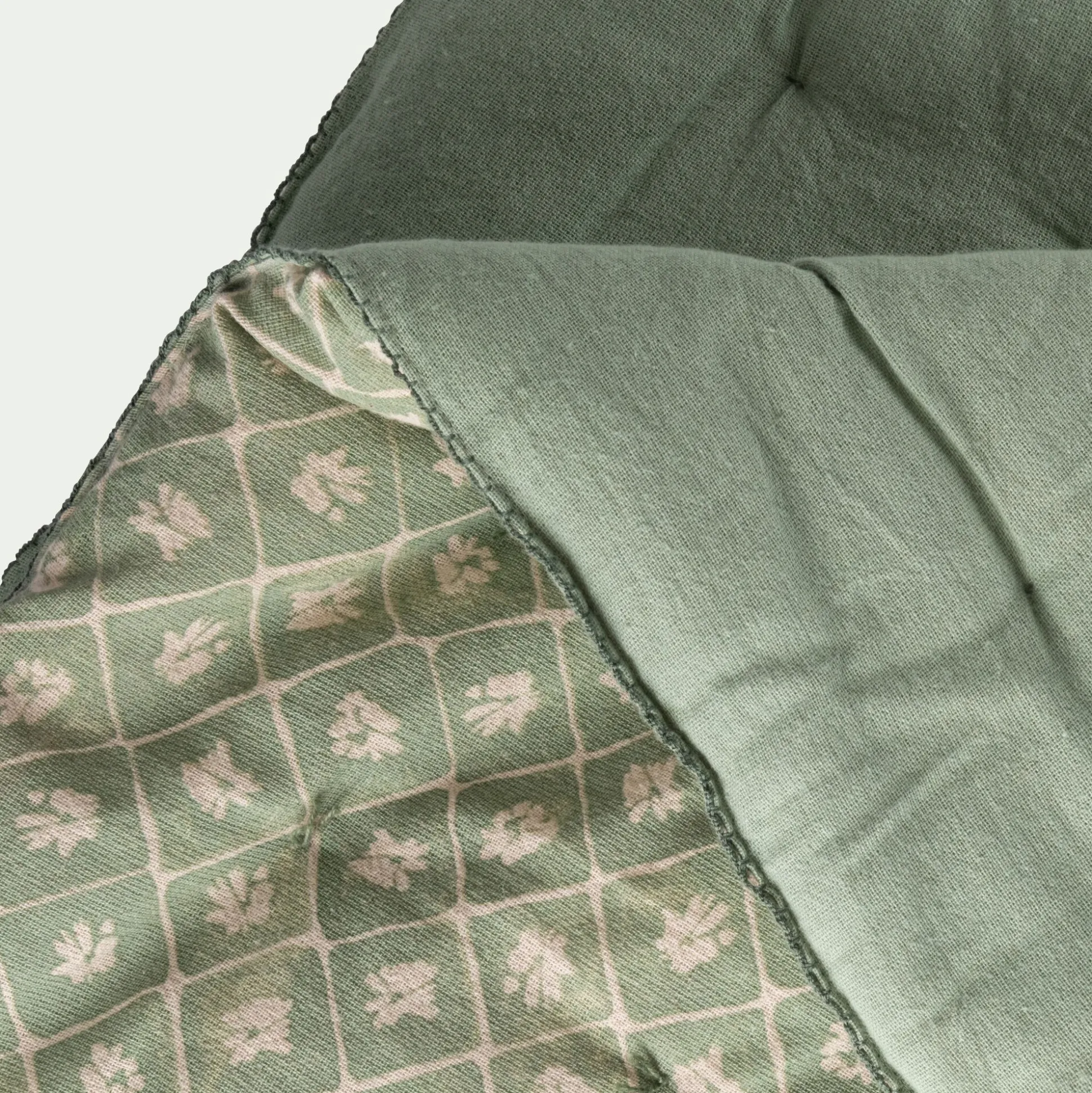 Couvre lit finition croquet en coton 220x240cm - vert