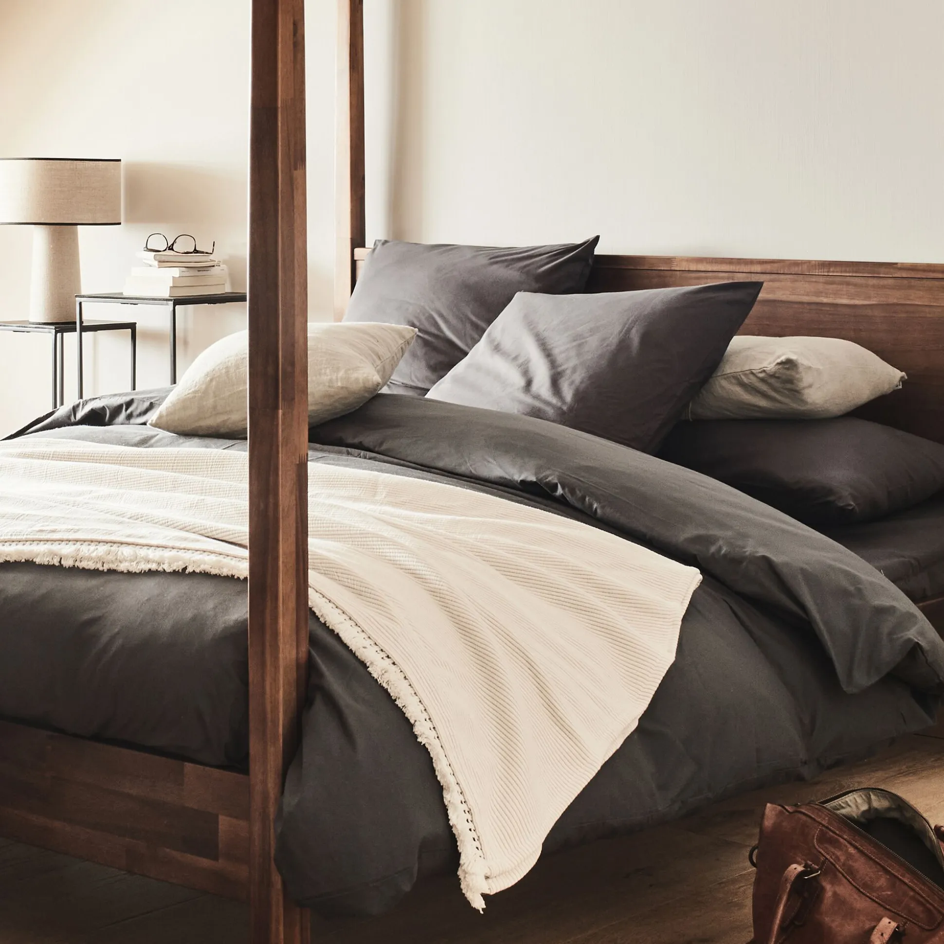 Couvre-lit en coton point ajouré 230x240cm - blanc écru