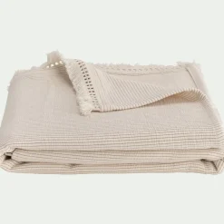 Couvre-lit en coton 130x170cm point ajouré - blanc écru