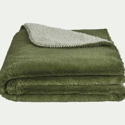 Couvre-lit imitation fourrure - vert cèdre 180x220cm