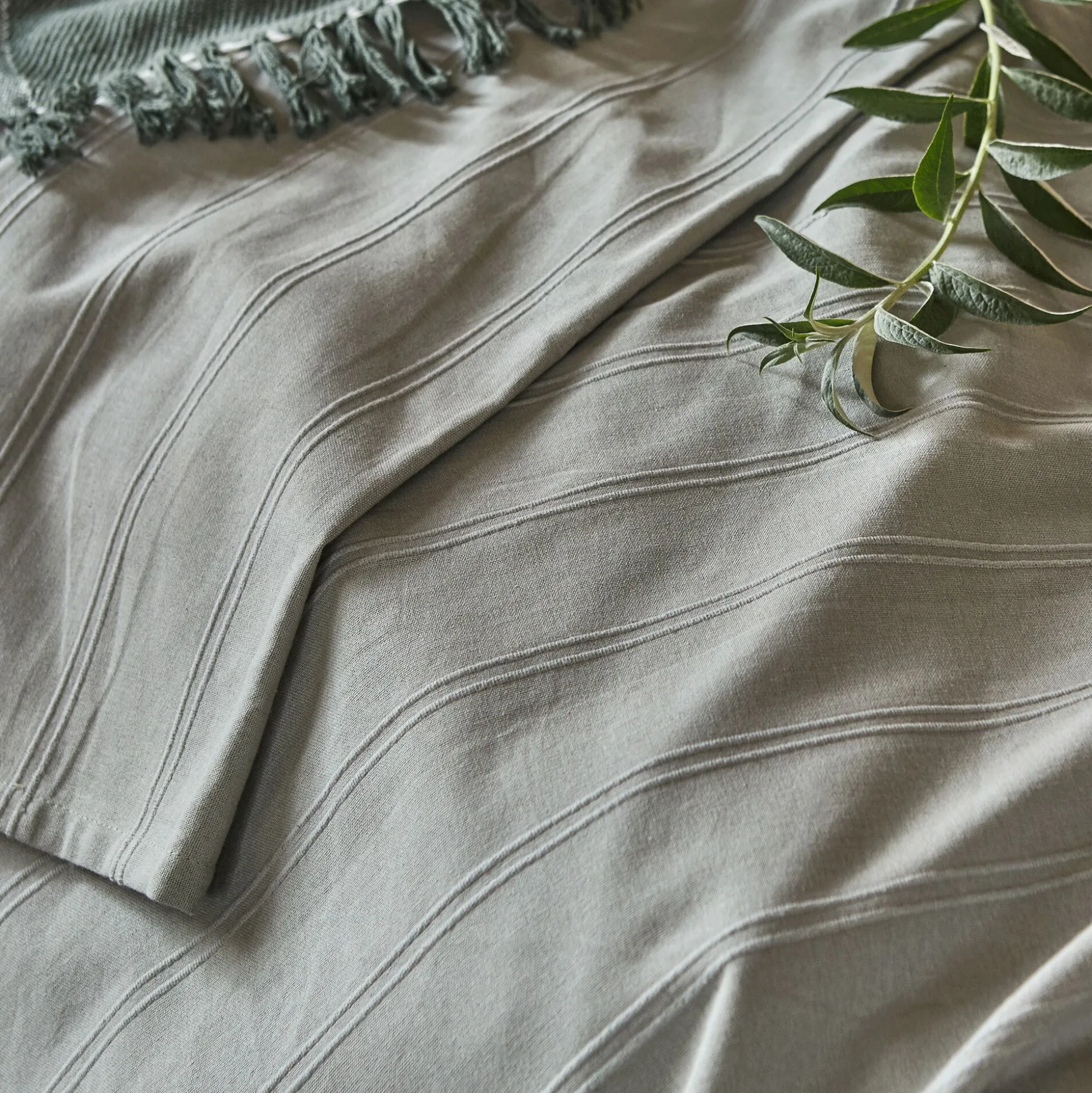 Couvre-lit tissé en coton 230x250cm - vert olivier