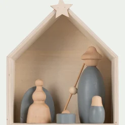 Crèche de Noël en bois H20cm - gris