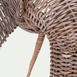Déco murale éléphant en rotin blanchi H50cm - naturel