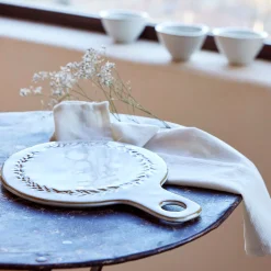 Dessous de plat motif végétal en grès D20cm - beige alpilles