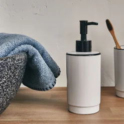Distributeur à savon en grès - blanc H18,50cm