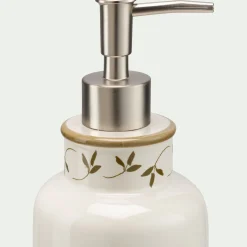 Distributeur à savon liquide en grès - blanc