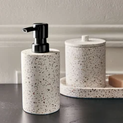 Distributeur de savon en terrazzo H17,5cm - blanc