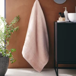 Drap de bain bouclette en coton - rose grège 100x150cm