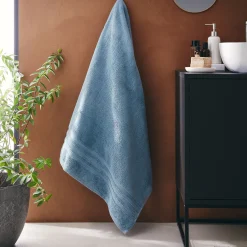 Drap de bain bouclette en coton - bleu autan 100x150cm