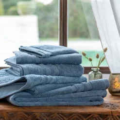 Drap de bain bouclette en coton - bleu autan 100x150cm