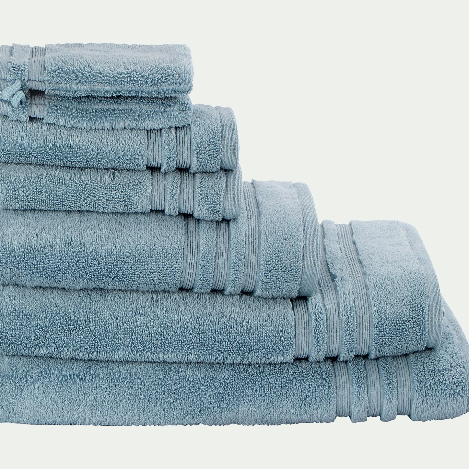 Drap de bain bouclette en coton - bleu autan 100x150cm