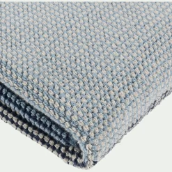 Drap de bain bouclette jacquard en coton - bleu 100x150cm