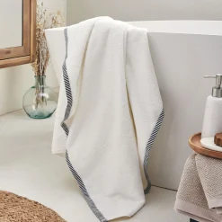 Drap de bain brodé en coton - blanc ventoux 100x150cm