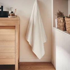 Drap de bain en bouclettes de coton bio - blanc ventoux 90x150cm