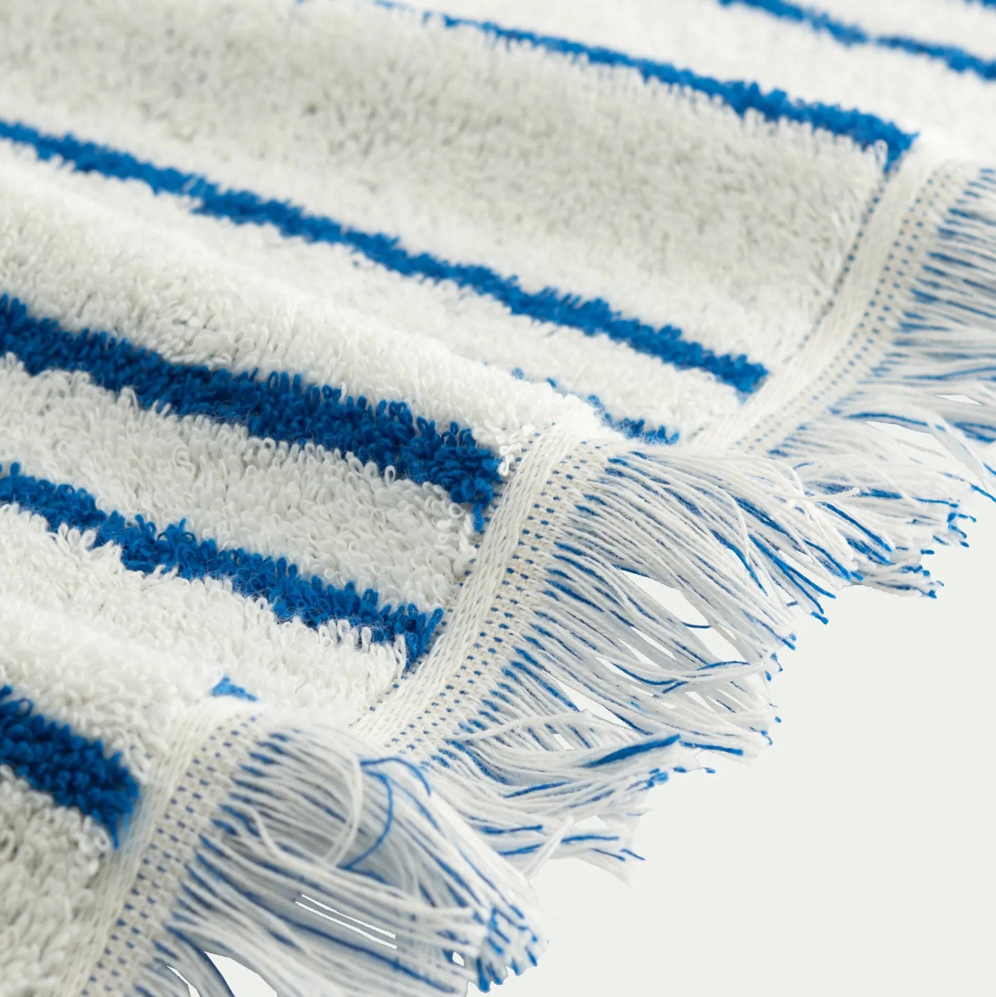 Drap de bain en coton à rayures 100x150cm - bleu