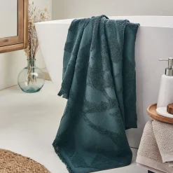 Drap de bain en coton - vert cèdre 100x150cm