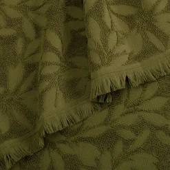 Drap de bain en coton motif floral 100x150cm - vert mousse