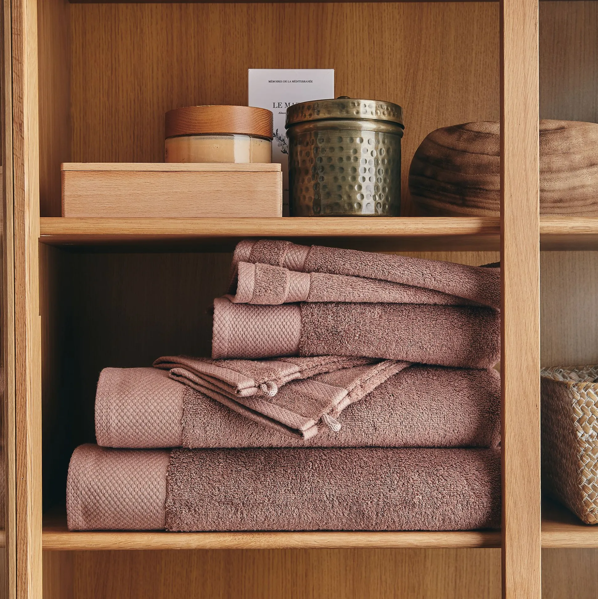 Drap de bain en coton peigné - brun rhassoul 100x150cm